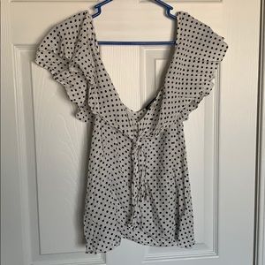 Off the shoulder polka dotted tank top large